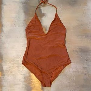 Rust color halter one-piece